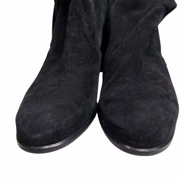 Stuart Weitzman Hiline Black Suede OTK Boots 3.5” Block Heel Size 10M Rare Chic - Picture 7 of 16